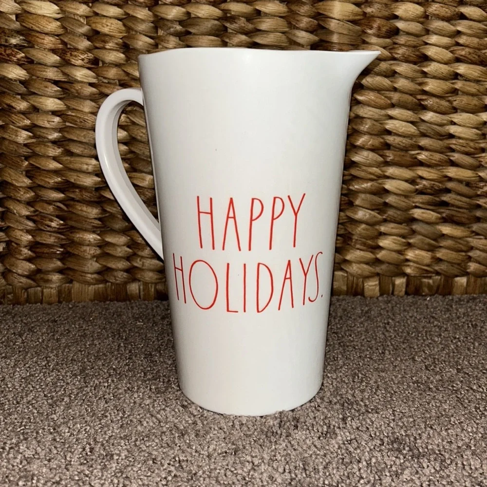 Rae Dunn Happy Holidays Organic Melamine Pitcher
